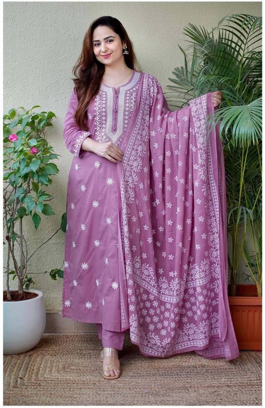Hawkthestock Women Viscose Rayon Kurta Pant Dupatta Set