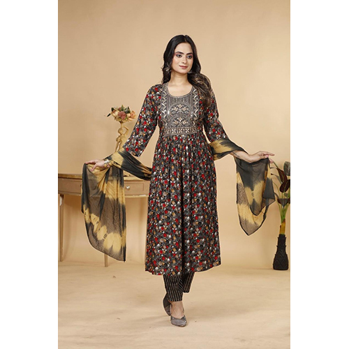 Ladies Kurti With Work 3 Pic Set - Color: Multicolor