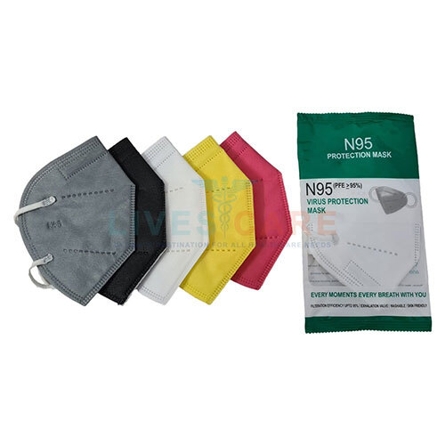 N 95 Mask - 5-layer Structure With Four Spunbond And One Meltblown Fabric, Multicolour, Soft Elastic Ear Loop, Without Exhalation Valve