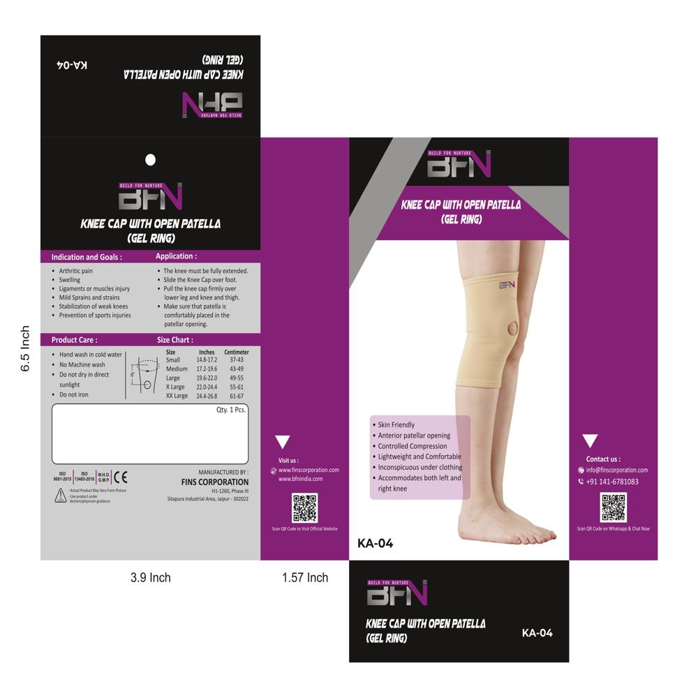 Ka-04 Gel Ring Knee Cap With Open Patella - Spandex Material, Stretchable Design , Lightweight And Skin-friendly Comfort