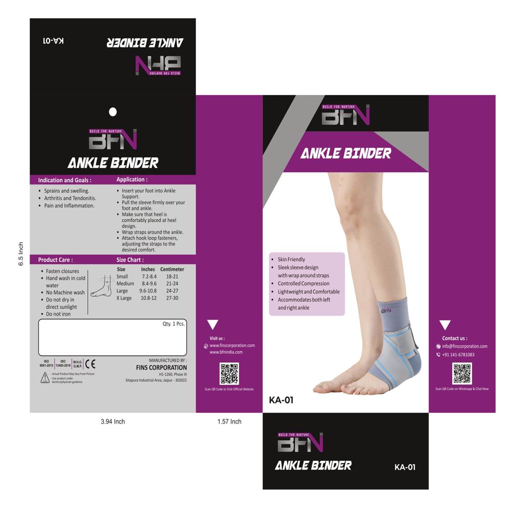 Ka-01 Ankle Binder - Spandex Material, Size S | Adjustable Support, Flexible Design, Lightweight, Eco-friendly, Skin Friendly
