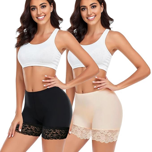 Ladies  Anti-Chafing Shorts With Lace Trim