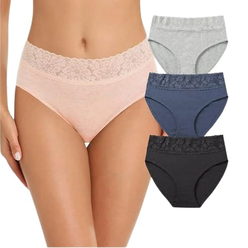 Ladies Lace Trim Hipster Panties Set Of 4 - Color: Different Available