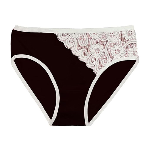 Ladies Brown Lace Trim Bikini Panties - Color: Different Available