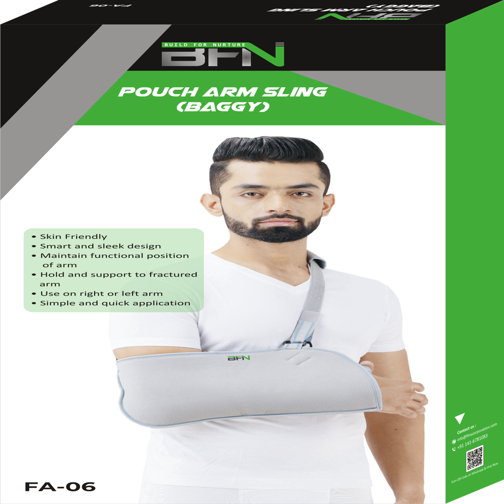 Fa-06 Baggy Pouch Arm Sling - Soft Spandex Material, Light Weight & Flexible Design | Eco-friendly, Easy To Adjust, Thumb Cradle Support