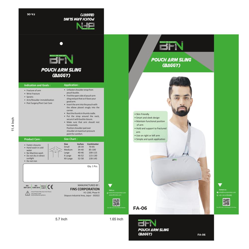 Fa-06 Baggy Pouch Arm Sling - Soft Spandex Material, Light Weight & Flexible Design | Eco-friendly, Easy To Adjust, Thumb Cradle Support