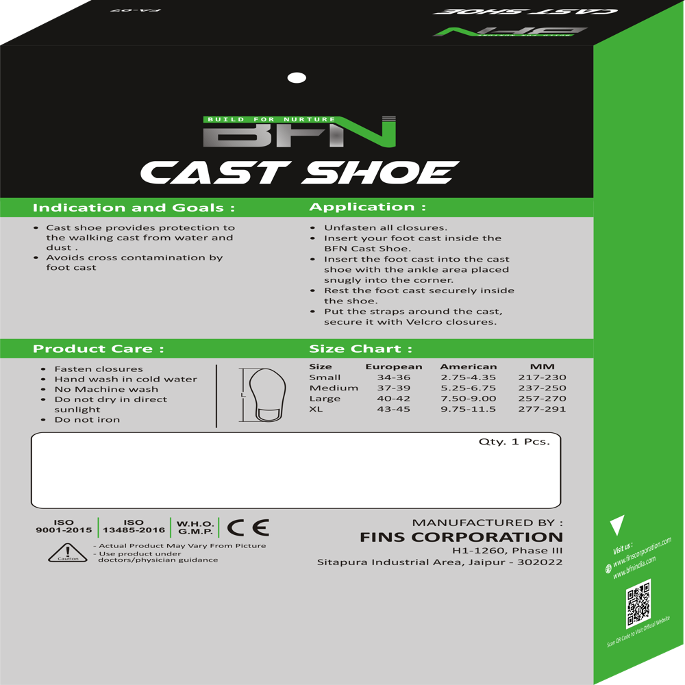 Fa-07 Cast Shoe - Spandex Material, Flexible Design | Lightweight, Skin Friendly, Manual Operation, Supports Foot Protection