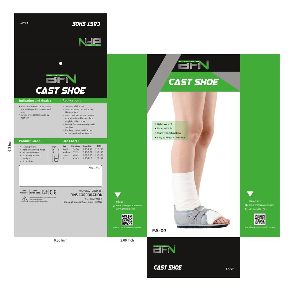 Fa-07 Cast Shoe - Spandex Material, Flexible Design | Lightweight, Skin Friendly, Manual Operation, Supports Foot Protection