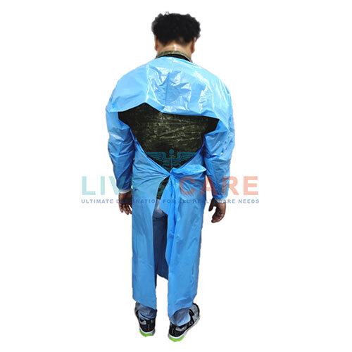 Plastic Isolation Gown With Knitted Elastic Cuff - Color: Blue