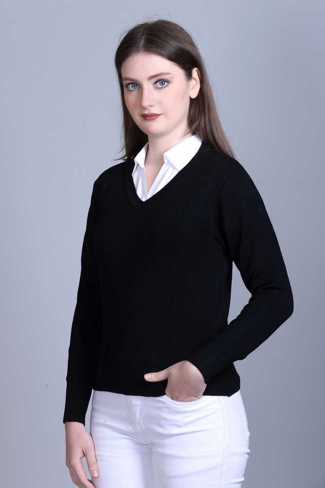 Ladies Black V-NECK TOP