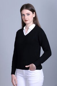 Ladies Black V-NECK TOP