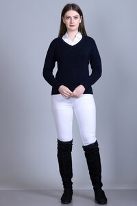 Ladies Black V-NECK TOP
