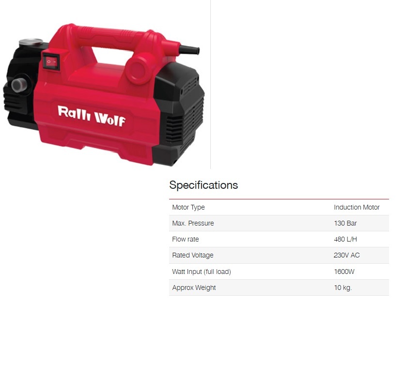 Ralli Wolf 1600W Industrial Qualiy High Pressure Washer (RHP-130)