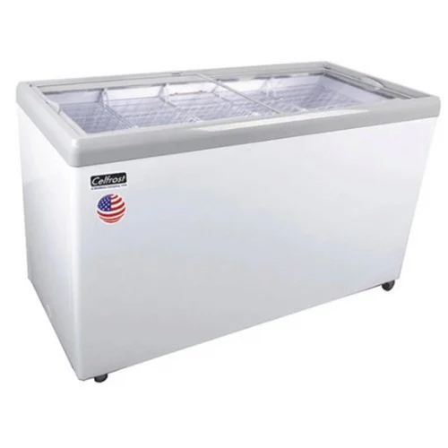 380 Ltr R290A -Ikg 411 Celfrost Glass Top Double Door Deep Freezer - Color: White