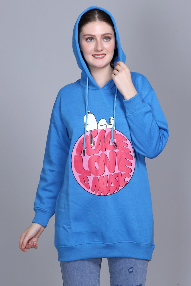 Full Sleeve Printed Sky Blue Sweatshirt
