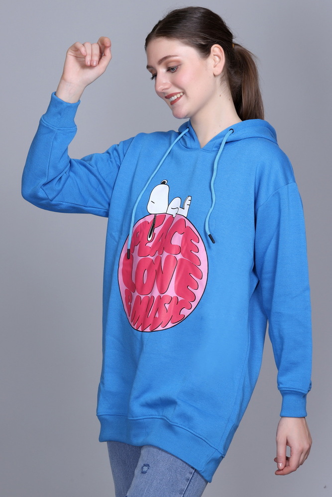 Full Sleeve Printed Sky Blue Sweatshirt