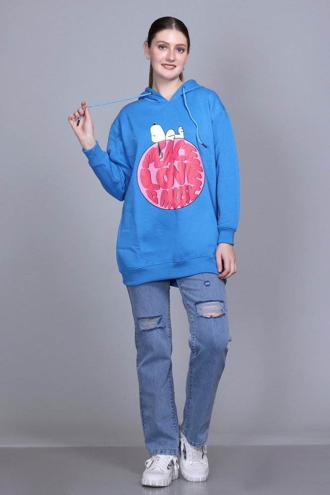 Full Sleeve Printed Sky Blue Sweatshirt