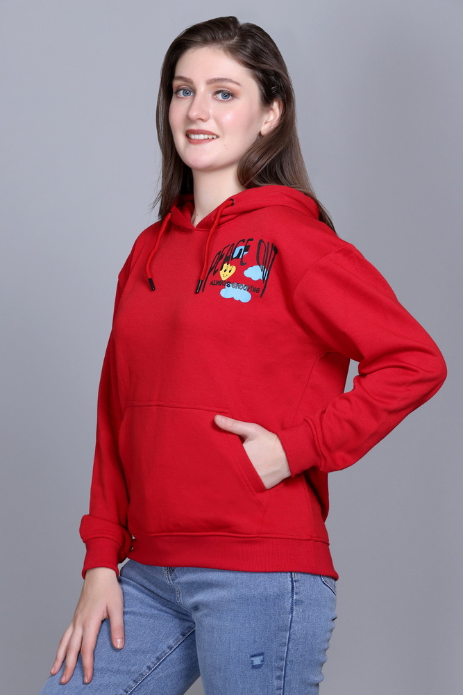 Full Sleeve Printed Red Sweatshirt