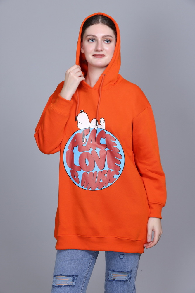 Full Sleeve Printed Orange Sweatshirt - Color: Different Available