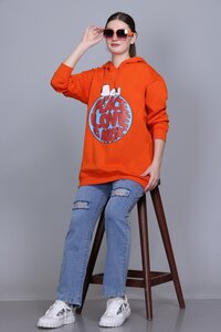 Full Sleeve Printed Orange Sweatshirt