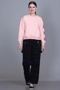 Ladies Light Pink Full Sleeve Sweatshirt