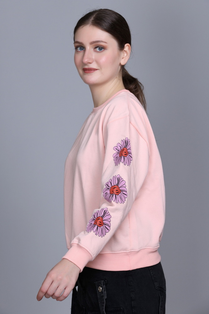 Ladies Light Pink Full Sleeve Sweatshirt