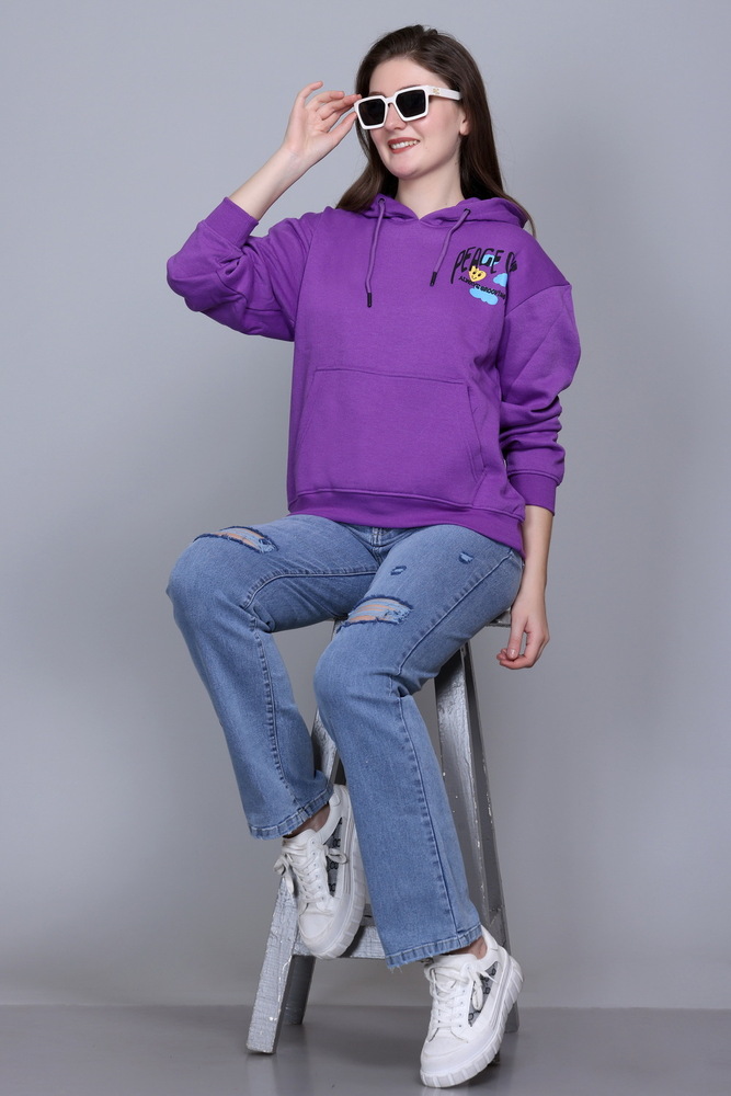 Full Sleeve Printed Purple Sweatshirt