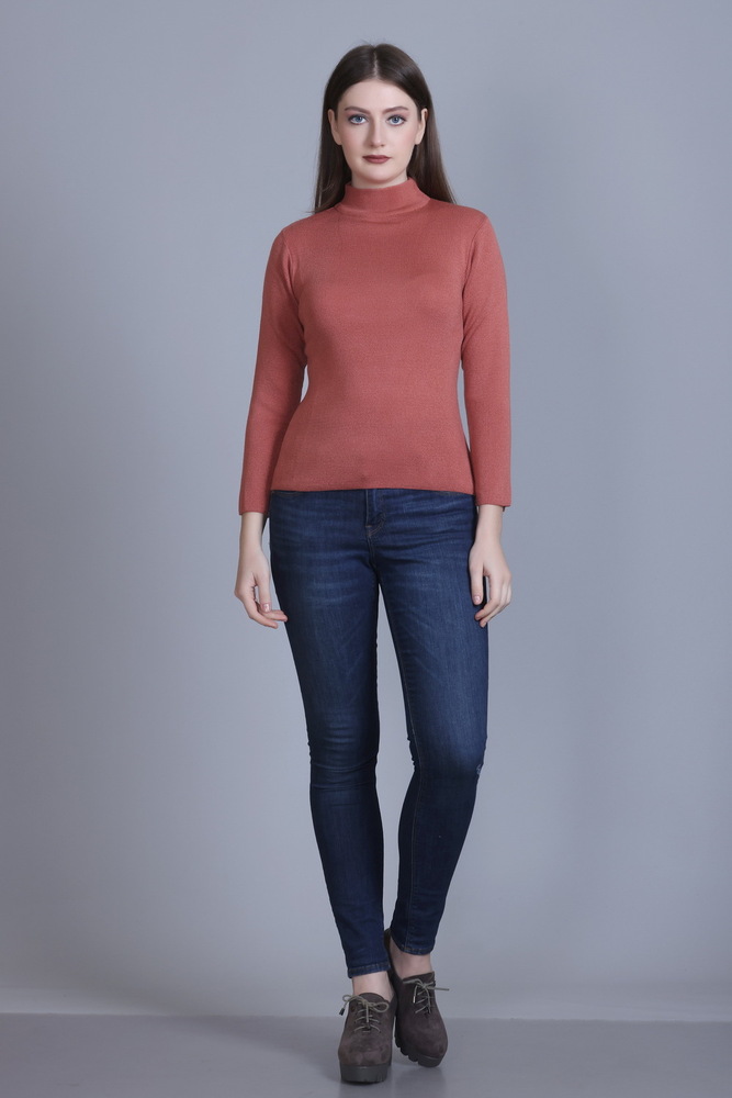 Ladies Skivvy Round Neck - Wool, Sizes S, M, L, Xl | Hand-knitted, Solid Light Pink, Stylish & Cozy For Women Of All Ages
