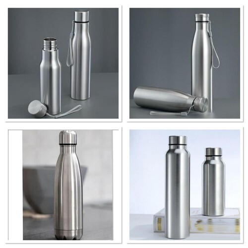 Steel Water Bottle - High-Quality Metal, Round Shape, Elegant Silver | Durable Design, Hot-Stamping Finish, Keeps Drinks Hot or Cold