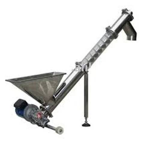 Inclined Screw Conveyor - Carbon Steel, Standard Size, Silver Color | Industrial Usage, 1 Year Warranty