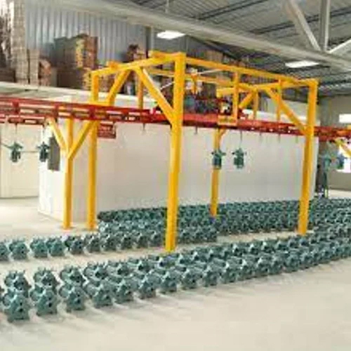 Powder Coating Conveyor - Color: Yellow