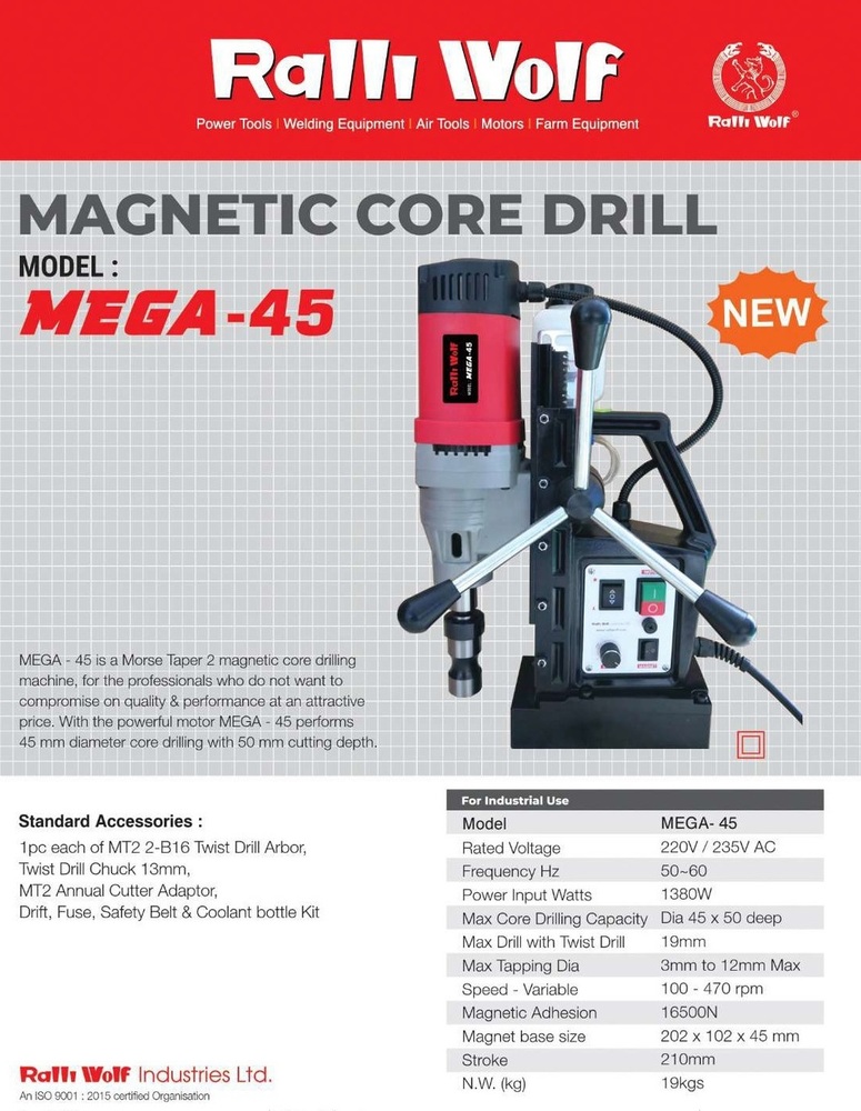 Ralli Wolf Magnetic Core Drill (MEGA-45)