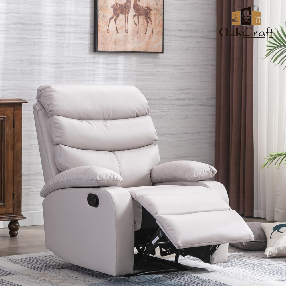 Recliner Sofa - Genuine Leather Upholstery, 38" W X 40" H X 37" D , Manual Or Power Reclining, High-density Foam Cushions, Ergonomic Lumbar Support, Optional Heating And Massage Functions