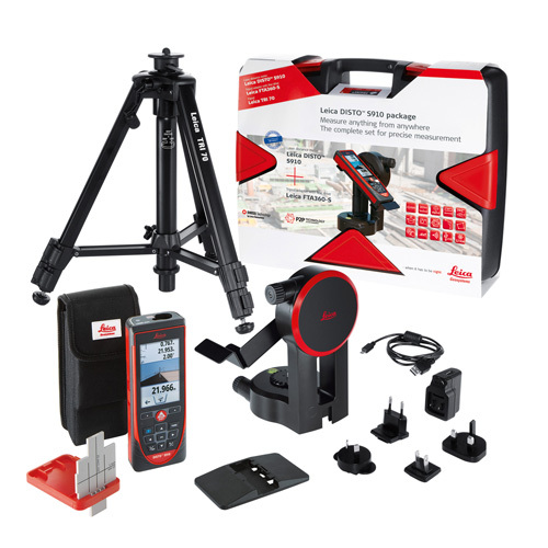 Leica Disto S910 के साथ FTA 360 एडेप्टर और TRI 70 ट्राइपोड प्रो पैक