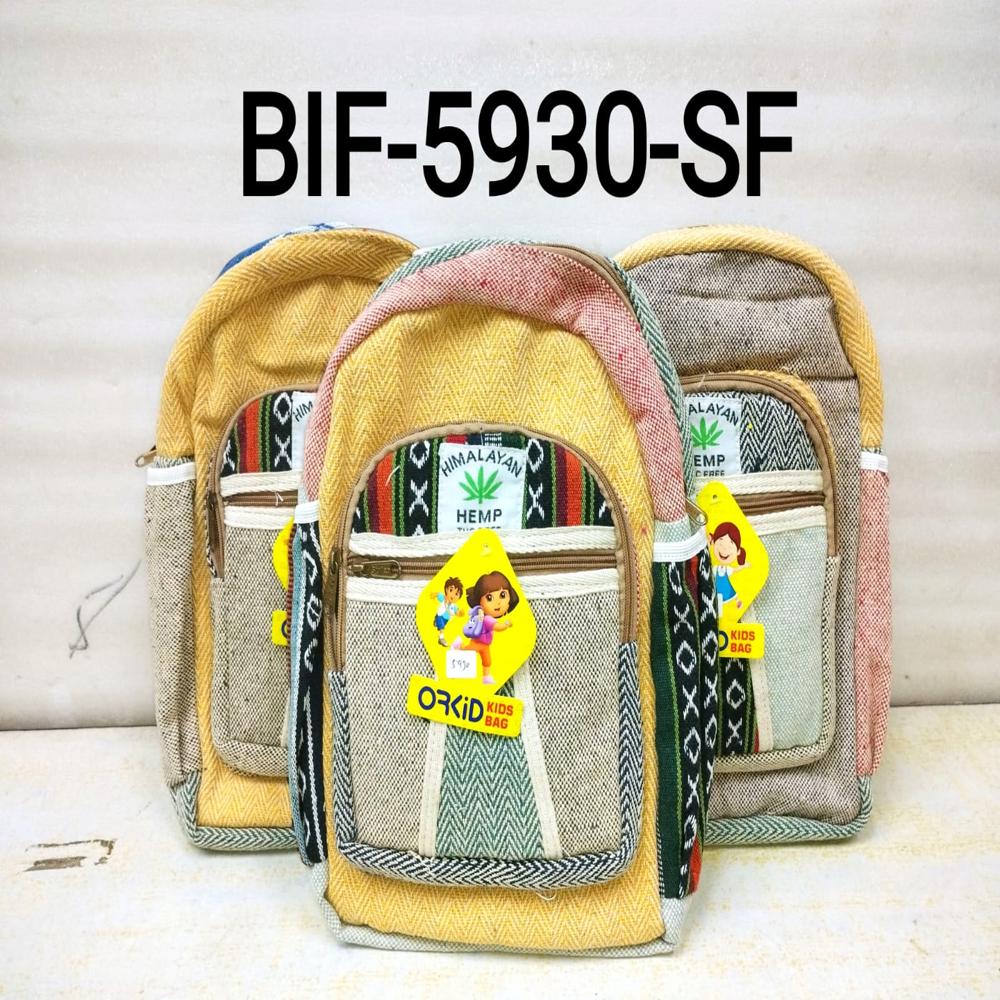 School Bags - Hemp, Small, Beige | Multiple Pockets, Designed For School Children's Use, Weighs 1 Kg