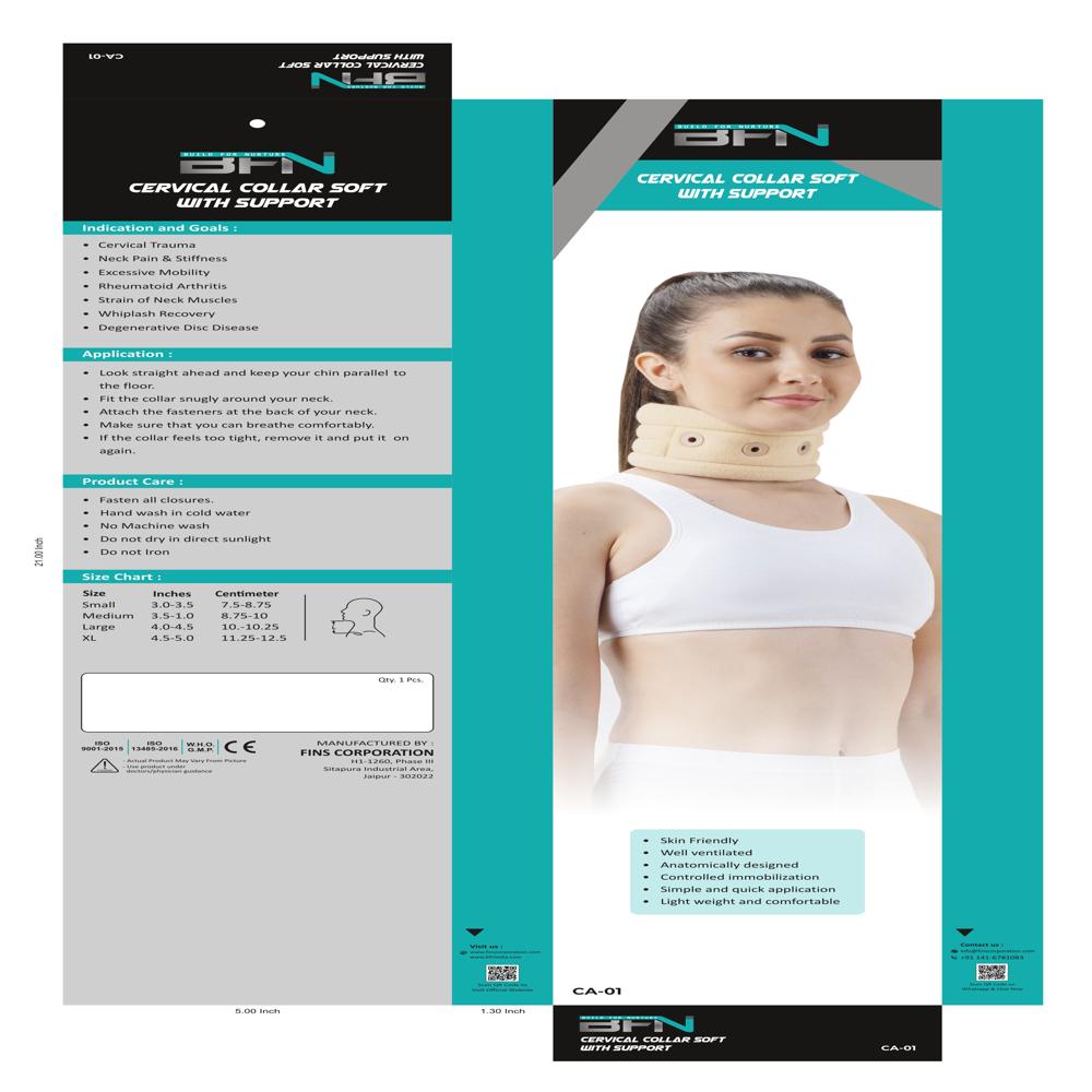 Ca-01 Soft Cervical Collar With Support - Cotton Material, Adjustable Fit, Lightweight & Foldable Design | Eco-friendly, Manual Operation, Comfortable Neck Support