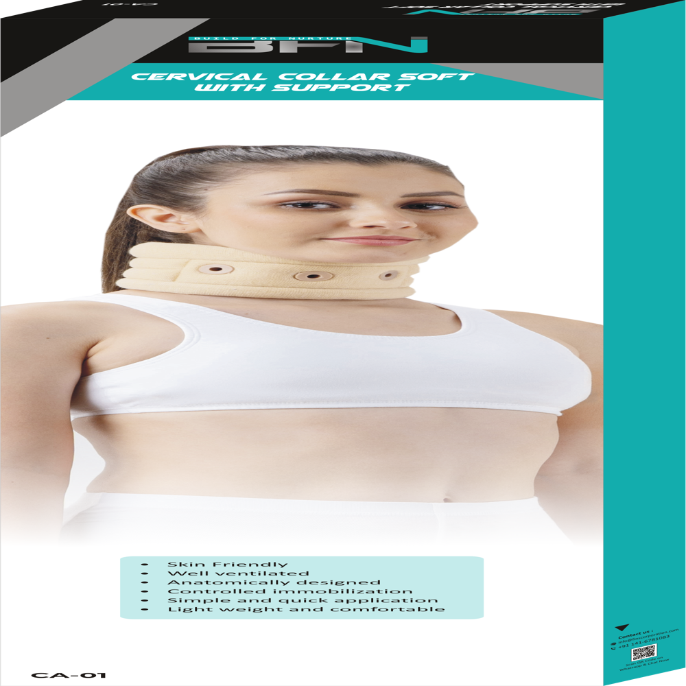 Ca-01 Soft Cervical Collar With Support - Cotton Material, Adjustable Fit, Lightweight & Foldable Design | Eco-friendly, Manual Operation, Comfortable Neck Support