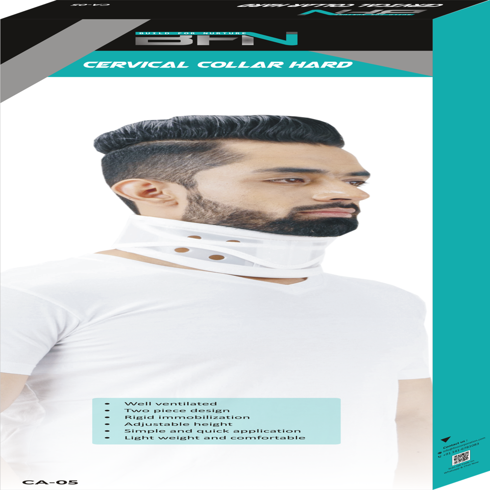 Ca-05 Hard Cervical Collar - Soft Cotton Material, Adjustable Size, Lightweight Design | Flexible Neck Support, Eco-friendly, Manual Operation