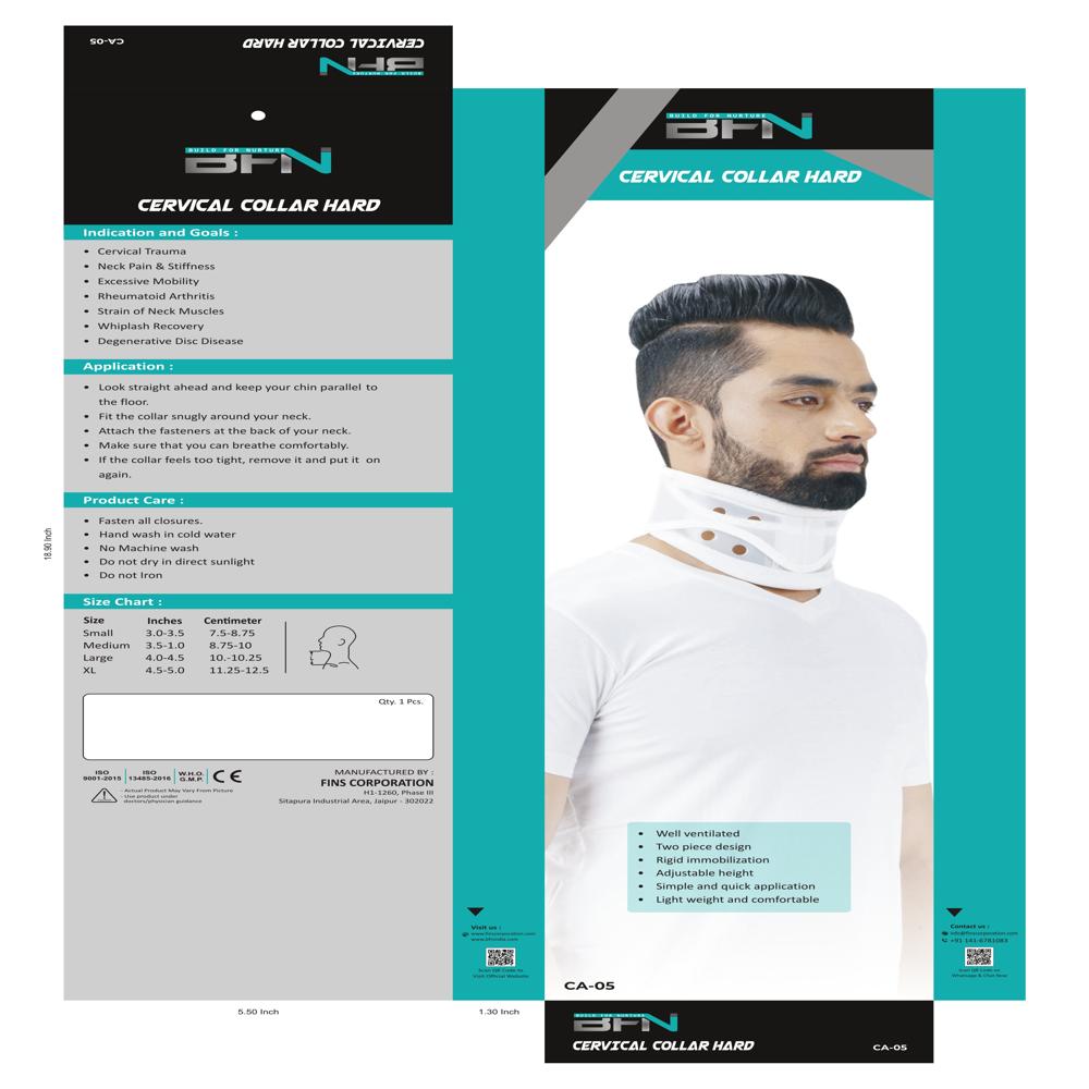 Ca-05 Hard Cervical Collar - Soft Cotton Material, Adjustable Size, Lightweight Design | Flexible Neck Support, Eco-friendly, Manual Operation