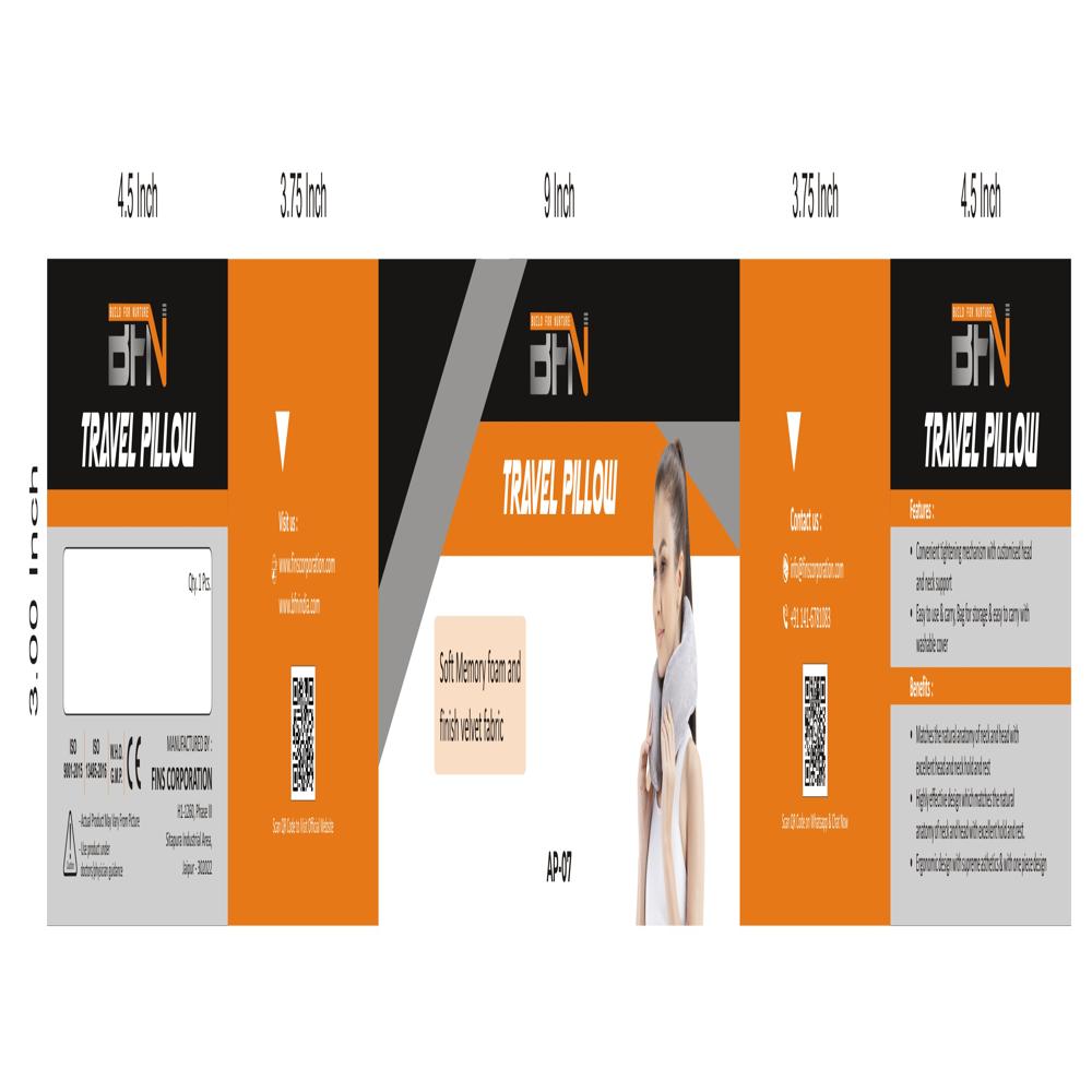 Ap-07 Travel Pillow - Soft Spandex Material, Lightweight And Portable | Adjustable Manual Neck Support, Eco-friendly And Washable