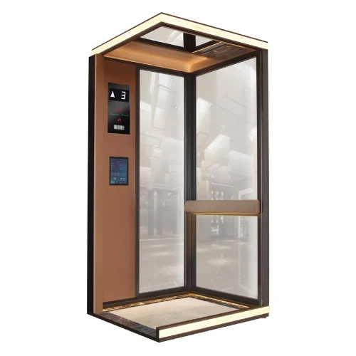 SS Pit less Elevator - Glass Construction | Electric Powered, 220 Volt AC Drive, Auto-Flap Safety Feature for Passenger Loading