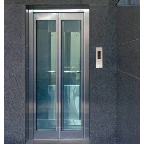 Big Vision Glass Elevator Door - Aluminum & Glass, 7 Feet Vertical Design, Polished Mirror Finish, Automatic Operation