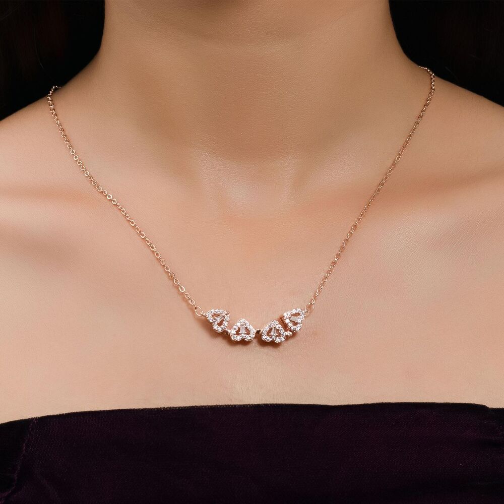 Stylish Rose Gold Plated Four Heart Pendant Gold-plateds