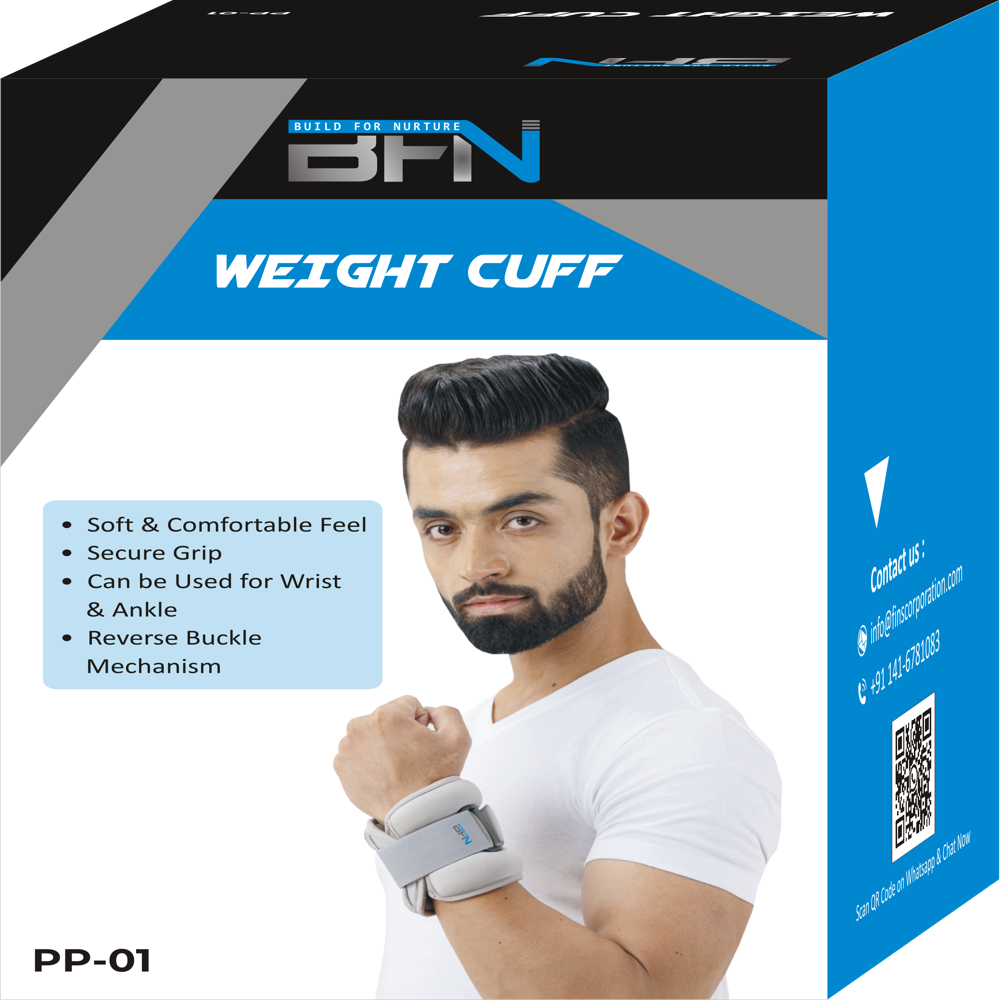 Pp-01 Weight Cuff - High-quality Cotton, Adjustable, Grey | Durable Resistance For Leg & Arm Exercises, Recyclable With 1-year Warranty