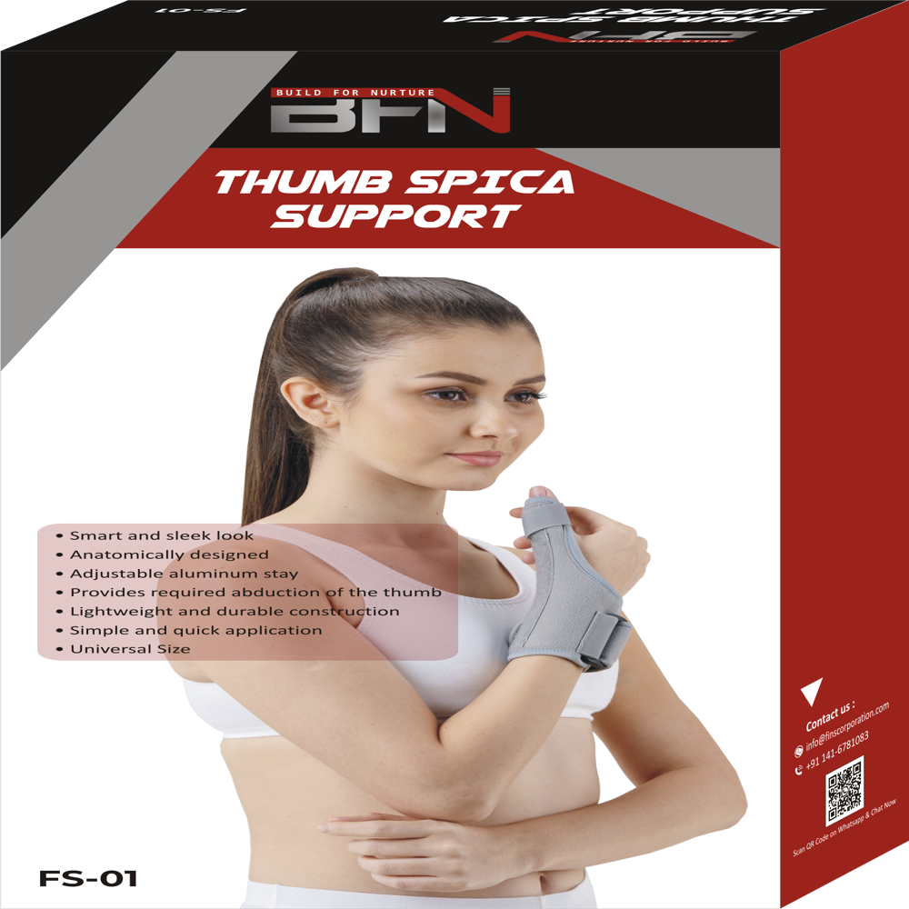 Fs-01 Thumb Spica Splint - High-quality Recyclable Latex, Adjustable Design | Ideal For Thumb Support In Post Operative Care, 1-year Warranty
