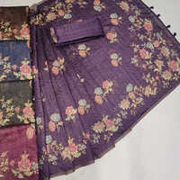 Tussar Minakari Jacquerd Border Dyed Purple Saree - Color: Any Color