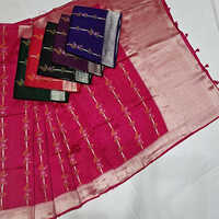 Tussar Minakari Jacquerd Border Dyed Red Cotton Saree - Color: Any Color
