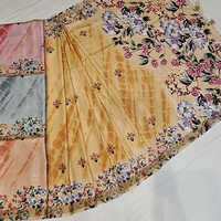 Soft Tussar Digital Print Yellow Cotton Saree - Color: Any Color