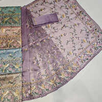 Imported Diamond Tissue Embroidery Work Saree - Color: Any Color