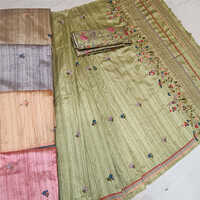 Ttussar Spring Work Multicolor Saree - Feature: Hand Wash